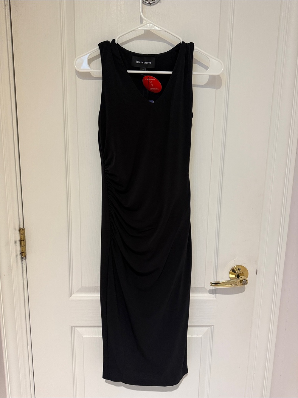 Honeylove Black Ruched Sleeveless Sheath Dress
